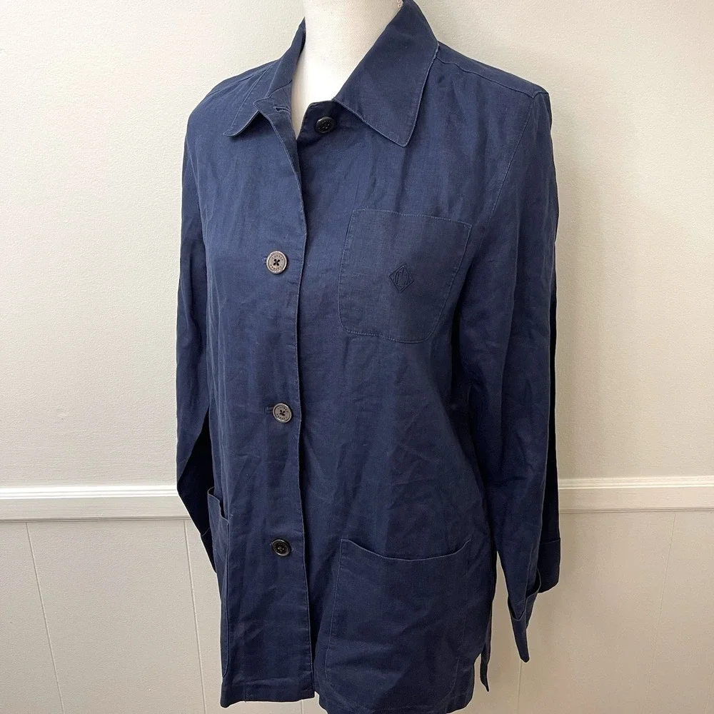 Lauren Ralph Lauren Women's Navy Linen Jacket Size Medium Petite
